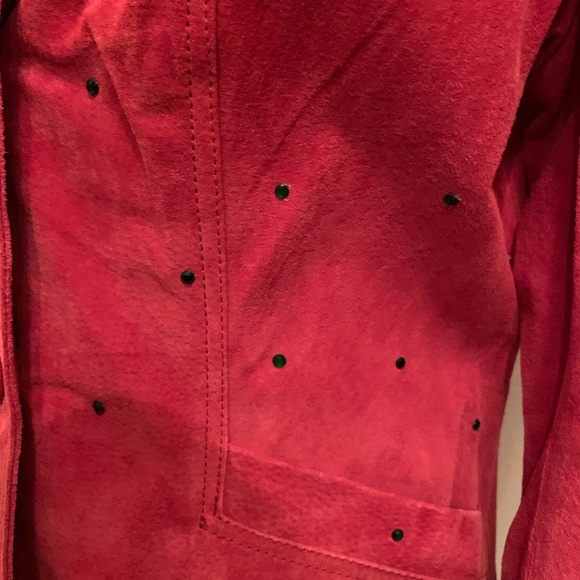 Mark Alan Red Leather w. Green Crystals Jacket NWT - Picture 6 of 8